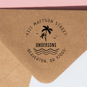 Tampons Encreurs Adresse de retour Tropical Palms-Tree manuscrite