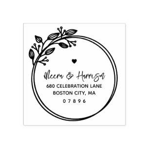Tampons Encreurs Adresse du Mariage floral à cadre circulaire