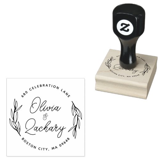Tampons Encreurs Adresse Mariage circulaire de script moderne (Tamponné)