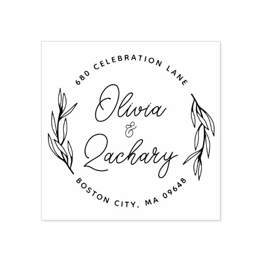 Tampons Encreurs Adresse Mariage circulaire de script moderne (Impression)