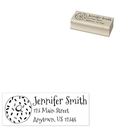 Tampons Encreurs Aiguille à donut avec Timbre Étiquette de adresse (Tamponné)