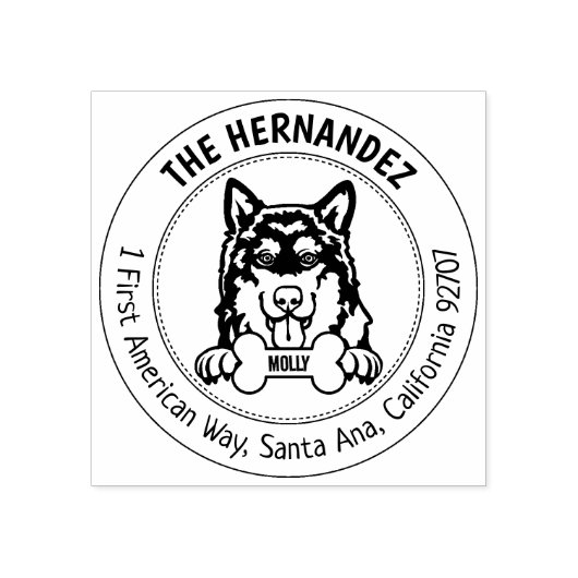 Tampons Encreurs Alaskan Malamute Dog Adresse de retour (Impression)