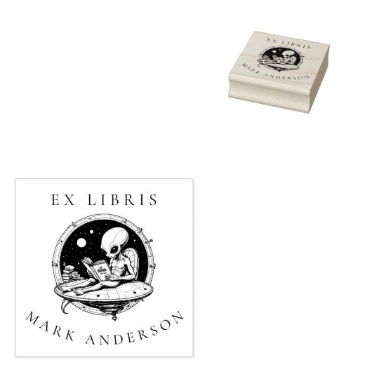 Tampons Encreurs Alien sur le vaisseau spatial Lecture des livres h (Tamponné)