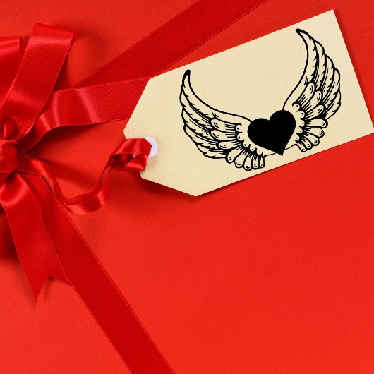 Tampons Encreurs Ange Ailes Coeur Bois Caoutchouc Timbre