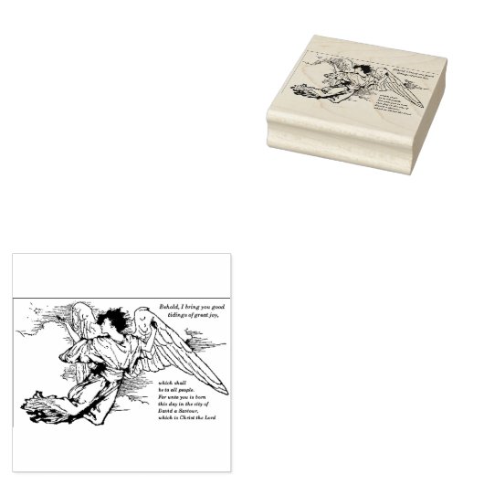 Tampons Encreurs ANGE VOLANT AVEC Timbre D'Art Bois Étoile Nord (Tamponné)