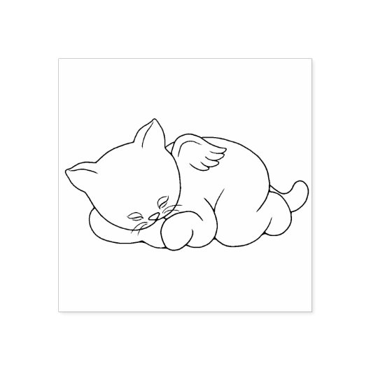 Tampons Encreurs Angel Kitty Chat avec Timbre en caoutchouc d'ailes (Impression)