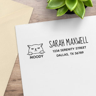 Tampons Encreurs Angry Moody Cat Nom de l'animal Adresse