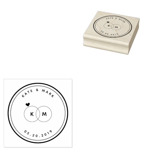 Tampons Encreurs Anneaux Mariages modernes Monogramme Enregistrer l (Tamponné)