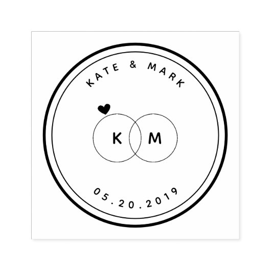 Tampons Encreurs Anneaux Mariages modernes Monogramme Enregistrer l (Impression)