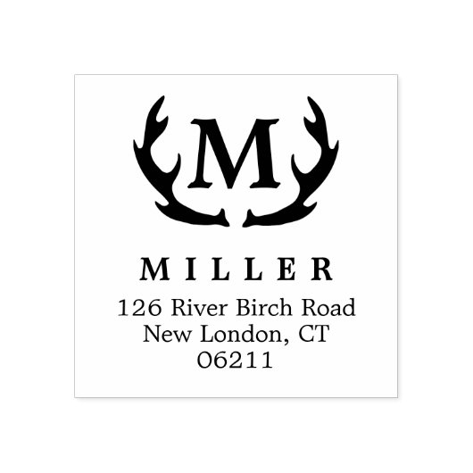 Tampons Encreurs Antler Monogramme Adresse initiale Timbre en caout (Impression)