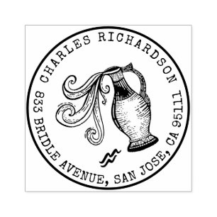 Tampons Encreurs Aquarius Zodiac Crête à main   Adresse de retour