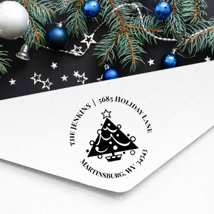 Tampons Encreurs Arbre de Noël de vacances Retourner Adresse Timbre