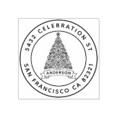 Tampons Encreurs Arbre de Noël moderne Nom de famille Adresse de re (Impression)