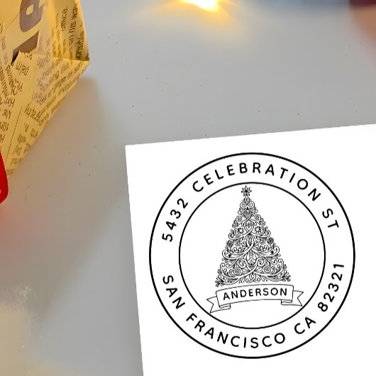 Tampons Encreurs Arbre de Noël moderne Nom de famille Adresse de re