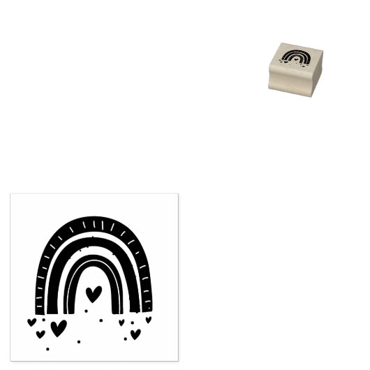 Tampons Encreurs arc en ciel et coeurs (Tamponné)