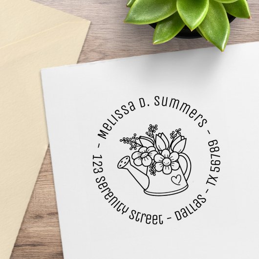 Tampons Encreurs Arrosage de jardin avec fleurs Adresse ronde