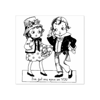 Tampons Encreurs Art de la Saint-Valentin vintage garçon et fille d