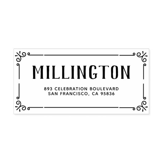 Tampons Encreurs Art Deco Border Nom de famille et adresse de retou (Impression)