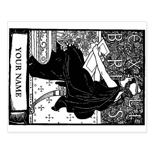 Tampons Encreurs Art Nouveau Ex Libris Girl Writing Modèle (Impression)