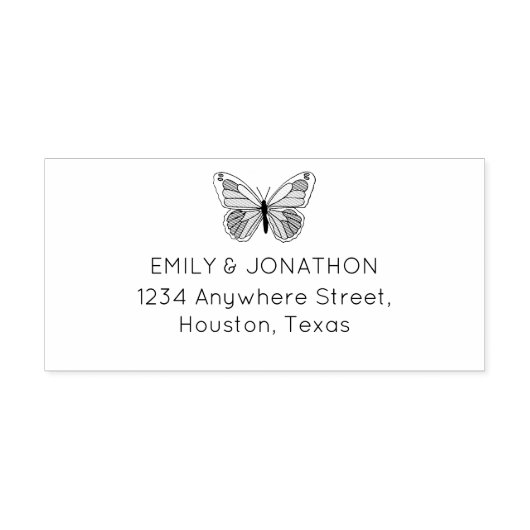 Tampons Encreurs Artsy Butterfly Nom de retour Adresse Mariage (Impression)