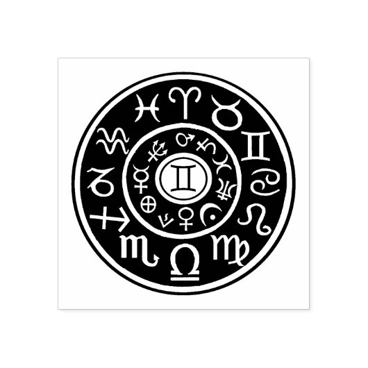 Tampons Encreurs Astrologie Gemini Twins Design Timbre en caoutchou (Impression)
