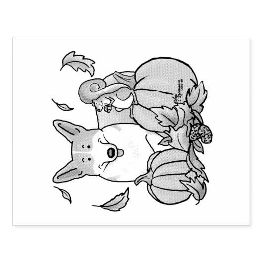 Tampons Encreurs Automne Pembroke Welsh Corgi (rouge 1) Citrouille (Impression)