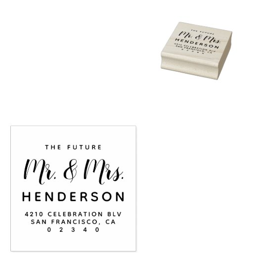Tampons Encreurs Avenir moderne M & Mme Script Retourner l'adresse (Tamponné)
