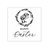 Tampons Encreurs Baby Chick Inside Willow Wreath Happy Easter (Impression)