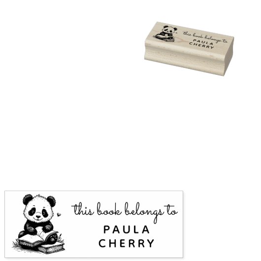 Tampons Encreurs Baby Panda Reader Ex Libris Timbre personnalisé (Tamponné)