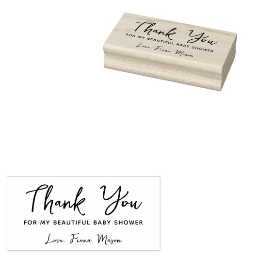Tampons Encreurs Baby shower de Merci de script simple personnalisé (Tamponné)