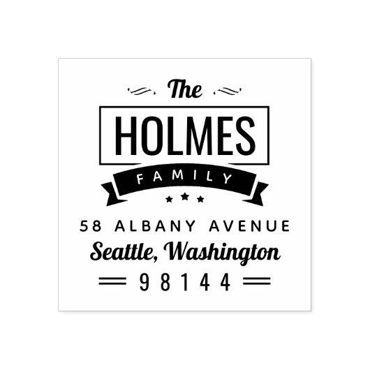 Tampons Encreurs Badge de famille Rustique moderne Adresse de retou (Impression)