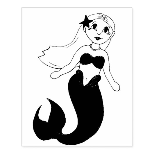 Tampons Encreurs Baignade Magique Fille Sirène Queue Océan Mer (Impression)