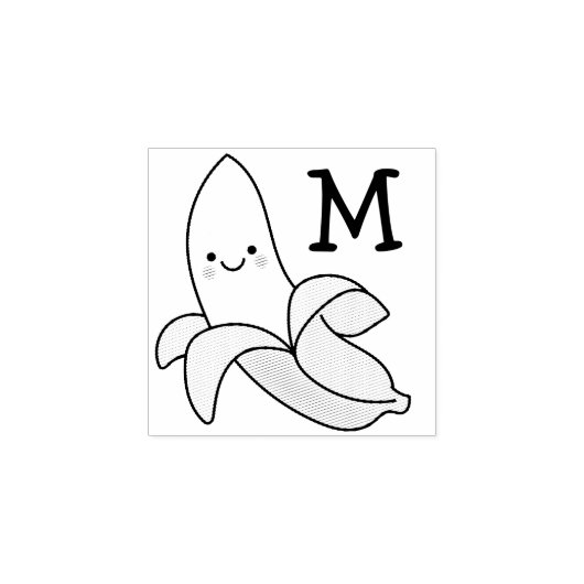 Tampons Encreurs Banana Kid's mignonne Kawaii Monogramme initial (Impression)