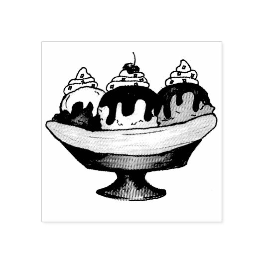 Tampons Encreurs Banana Split Glace Sundae Dessert Foin (Impression)