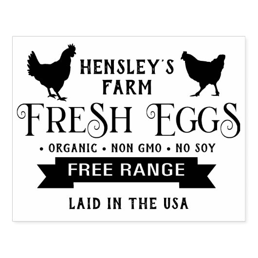 Tampons Encreurs Bannière de poules de timbre de carton modifiable  (Impression)