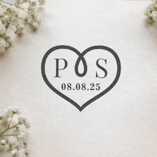 Tampons Encreurs Barbed Wire Frame Heart Wedding Initial Monogram