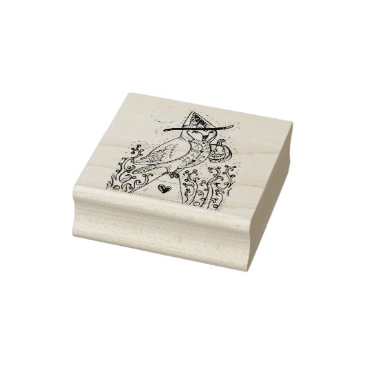 TAMPONS ENCREURS BARN OWL FOLK ART, HALLOWEEN CAOUTCHOUC (Tampon)