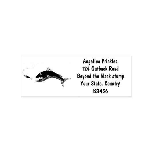 Tampons Encreurs Barracuda poisson affamé de la pêche dessin animé (Impression)