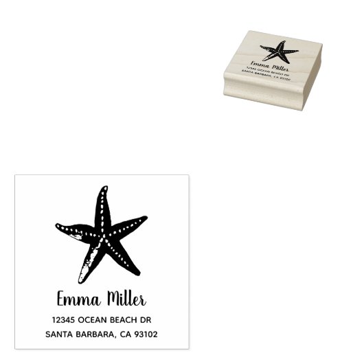 Tampons Encreurs Beach Life Sea Starfish Wood Imprimer Retour (Tamponné)
