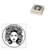 Tampons Encreurs Beauté avec Rose Portrait Caoutchouc Art Timbre (Tamponné)