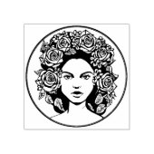 Tampons Encreurs Beauté avec Rose Portrait Caoutchouc Art Timbre (Impression)