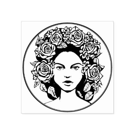 Tampons Encreurs Beauté avec Rose Portrait Caoutchouc Art Timbre (Impression)