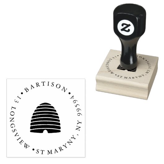 TAMPONS ENCREURS BEE HIVE ROUND RETOUR ADRESSE CAOUTCHOUC DE CAOUTC (Tamponné)