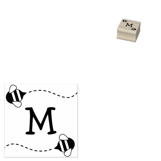 Tampons Encreurs Bee Kid's mignon Beehive Monogramme initial (Tamponné)