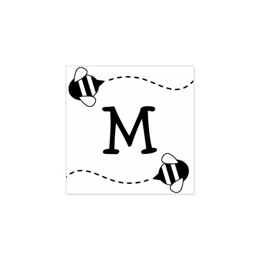 Tampons Encreurs Bee Kid's mignon Beehive Monogramme initial (Impression)