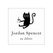Tampons Encreurs Bibliothèque Cat & Coffee Ex Libris Plaque de bibl (Impression)