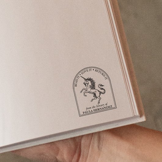 Tampons Encreurs Bibliothèque de licorne de fantasy de la bibliothè