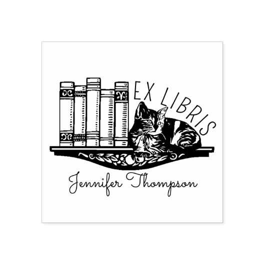 Tampons Encreurs Bibliothèque Ex Libris Chat (Impression)