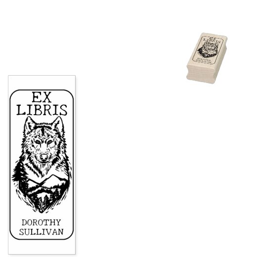 Tampons Encreurs Bibliothèque Ex personnalisée, Bibliothèque Wolf F (Tamponné)