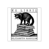 Tampons Encreurs Bibliothèque Ex Personnalisée, Livre Chat Vintage (Impression)